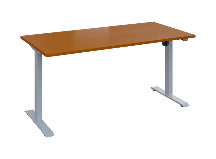 Flexi 28-16 výškově nastavitelný stůl, kovová podnož stříbrná, deska 25 mm, široký 1600 mm, třešeň šumavská